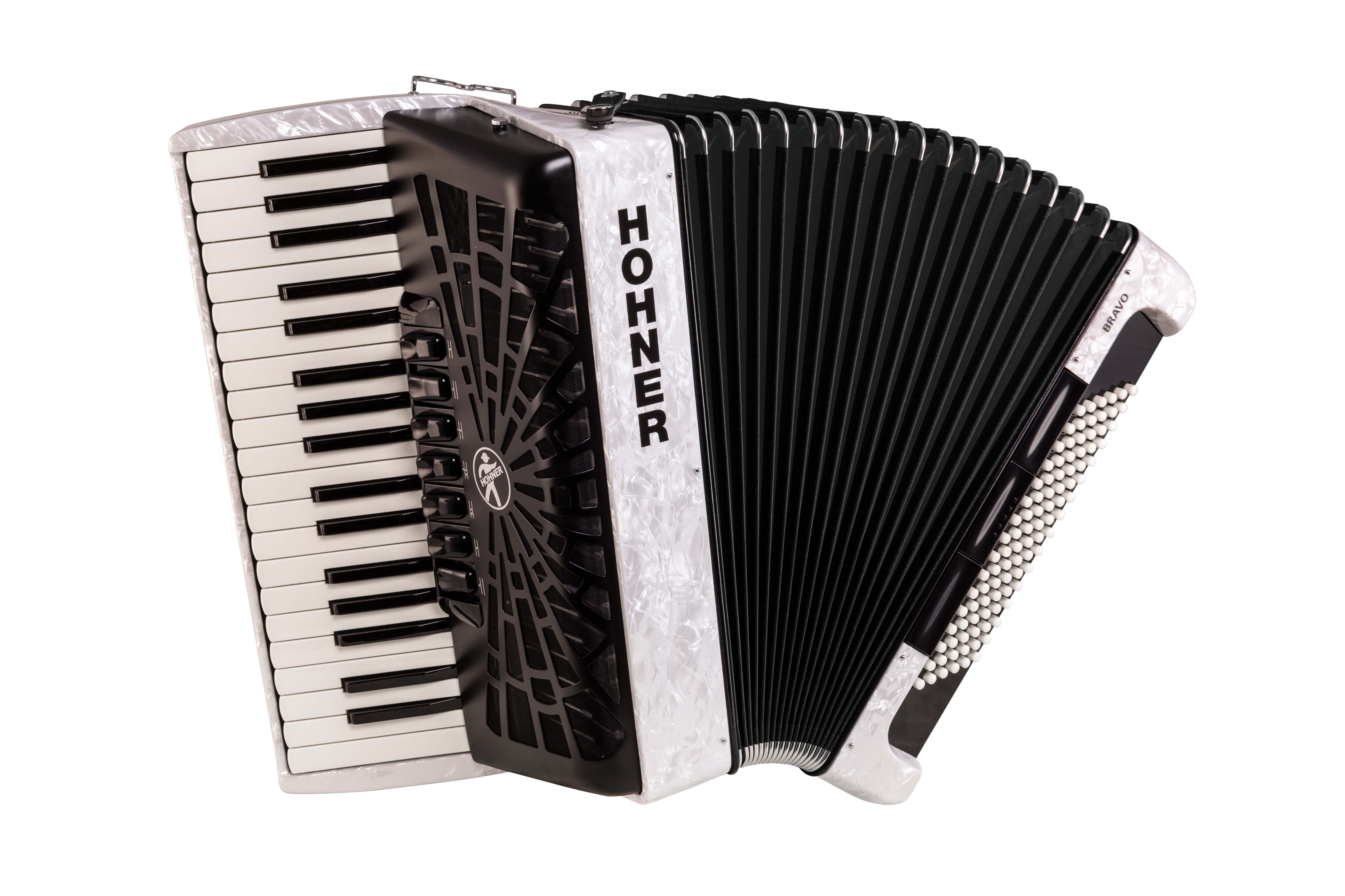 Hohner Bravo III 96 Piano Accordion w/ Gig Bag & Straps in Pearl White BR96WH