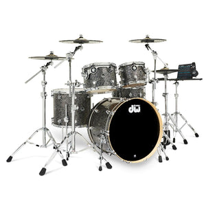 DWe Electronic Acoustic Drum Set Kit 10/12/16/22" with 14" Matching Snare Shell Pack in Black Galaxy Sparkle