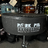 Pork Pie Round Drum Throne in Biker Black Top w/ Charcoal Sparkle Side
