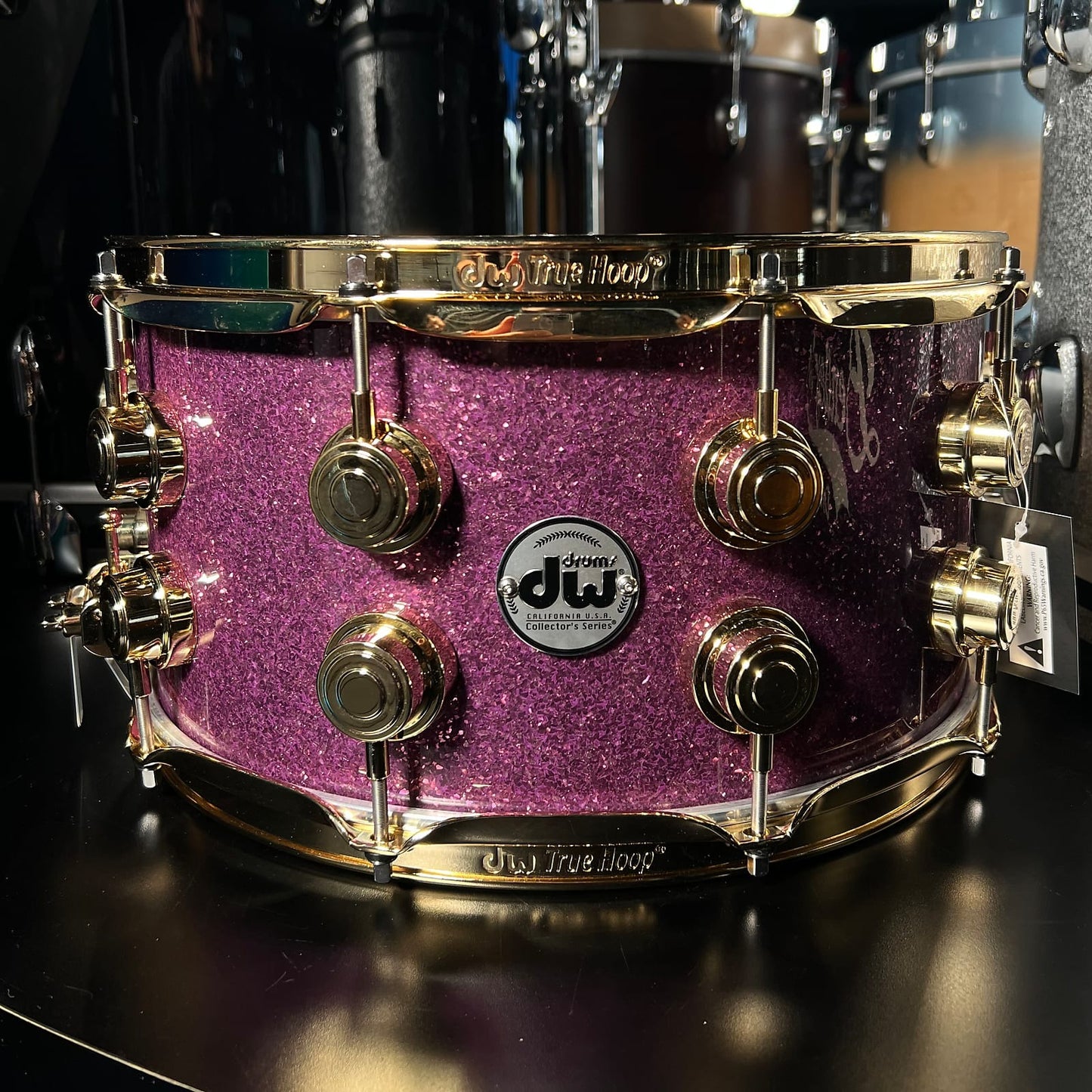 DW Collector's Series SSC Maple 7x14" Snare Drum in Bentley's Exclusive Purple Glass Glitter w/ 24K Gold Hardware