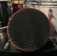 Pork Pie Round Drum Throne in Black Velvet Swirl Top with Red Sparkle Side *IN STOCK*