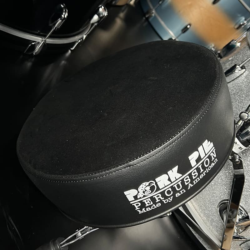 Pork Pie Round Drum Throne in Black Velvet Top with Black Side *IN STOCK*