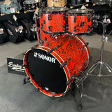 Sonor SQ2 Medium Maple 10/12/16/22" Drum Set Kit in Fiery Red Veneer & Black Lacquer Interior w/ Black Nickel Hardware