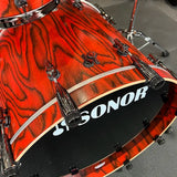 Sonor SQ2 Medium Maple 10/12/16/22" Drum Set Kit in Fiery Red Veneer & Black Lacquer Interior w/ Black Nickel Hardware