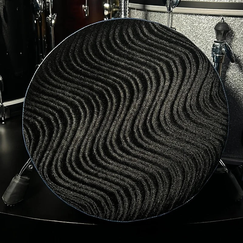 Pork Pie Round Drum Throne in Black Velvet Swirl Top w/ Blue Sparkle Side