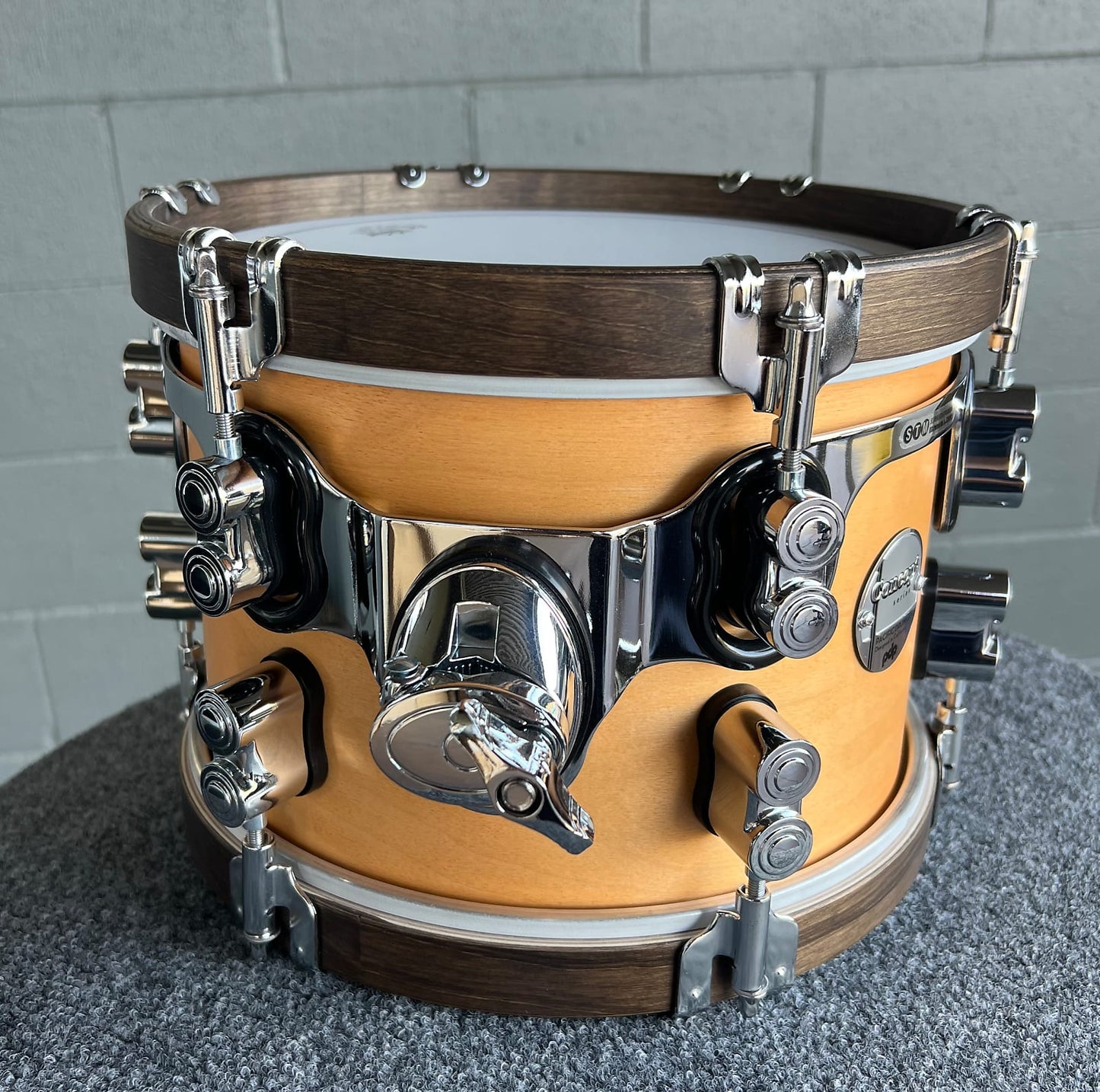 PDP Concept Maple 7x10" Rack Tom in Natural Satin w/ Walnut Hoops