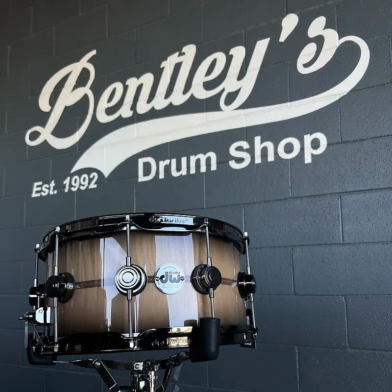 DW 45th Anniversary DRX66514SSN Collector's Series 6.5x14" Figured Sycamore Snare Drum in Mosaic Inlay & Kandy Black Burst w/Black Nickel Hardware & Deluxe Case