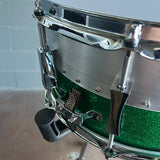 Pork Pie 6.5x14" Hybrid Aluminum/Maple Snare Drum in Green Sparkle #1 First One Made