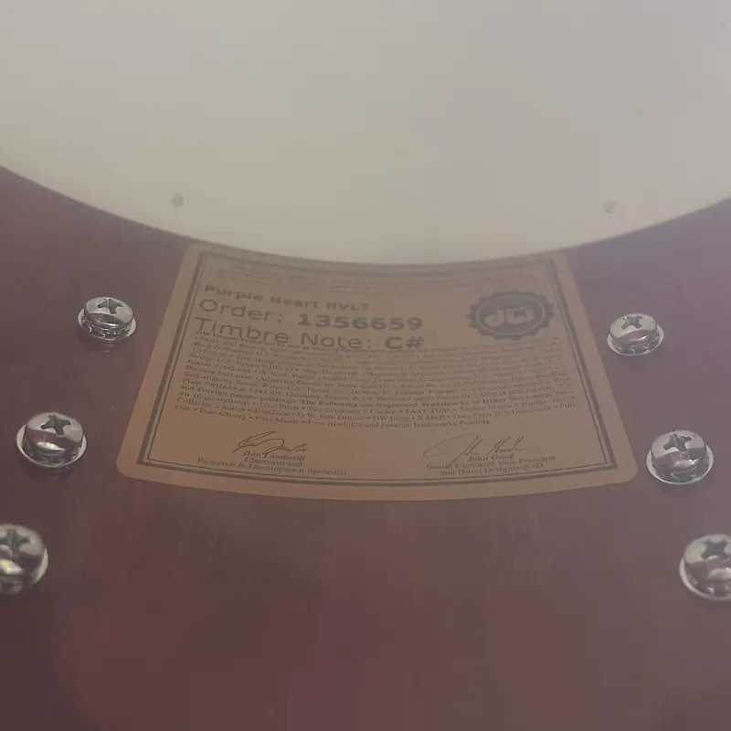 DW Collector's Series Pure Purpleheart 7x14" Snare Drum in Broken Glass