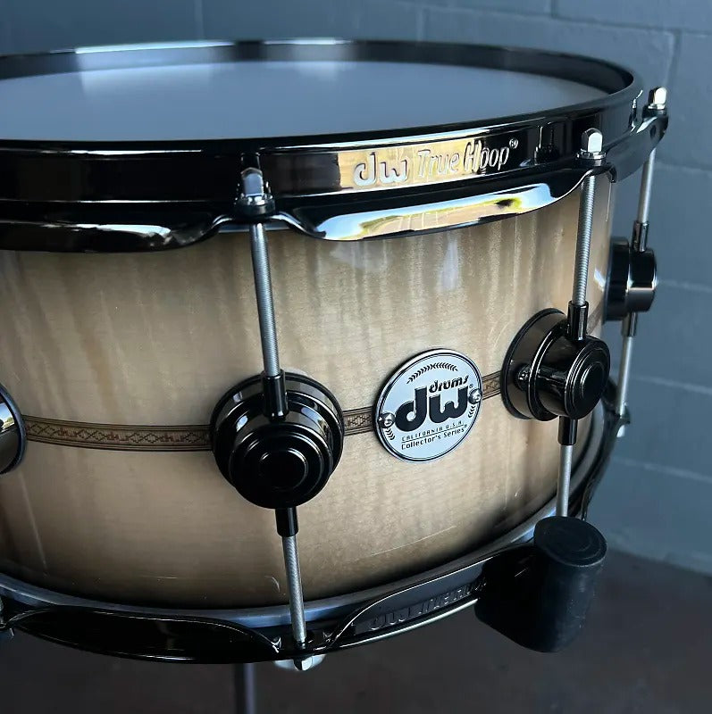 DW 45th Anniversary DRX66514SSN Collector's Series 6.5x14" Figured Sycamore Snare Drum in Mosaic Inlay & Kandy Black Burst w/Black Nickel Hardware & Deluxe Case