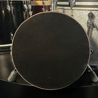 Pork Pie Round Drum Throne in Black Velvet Crush Top with Rootbeer Sparkle Side