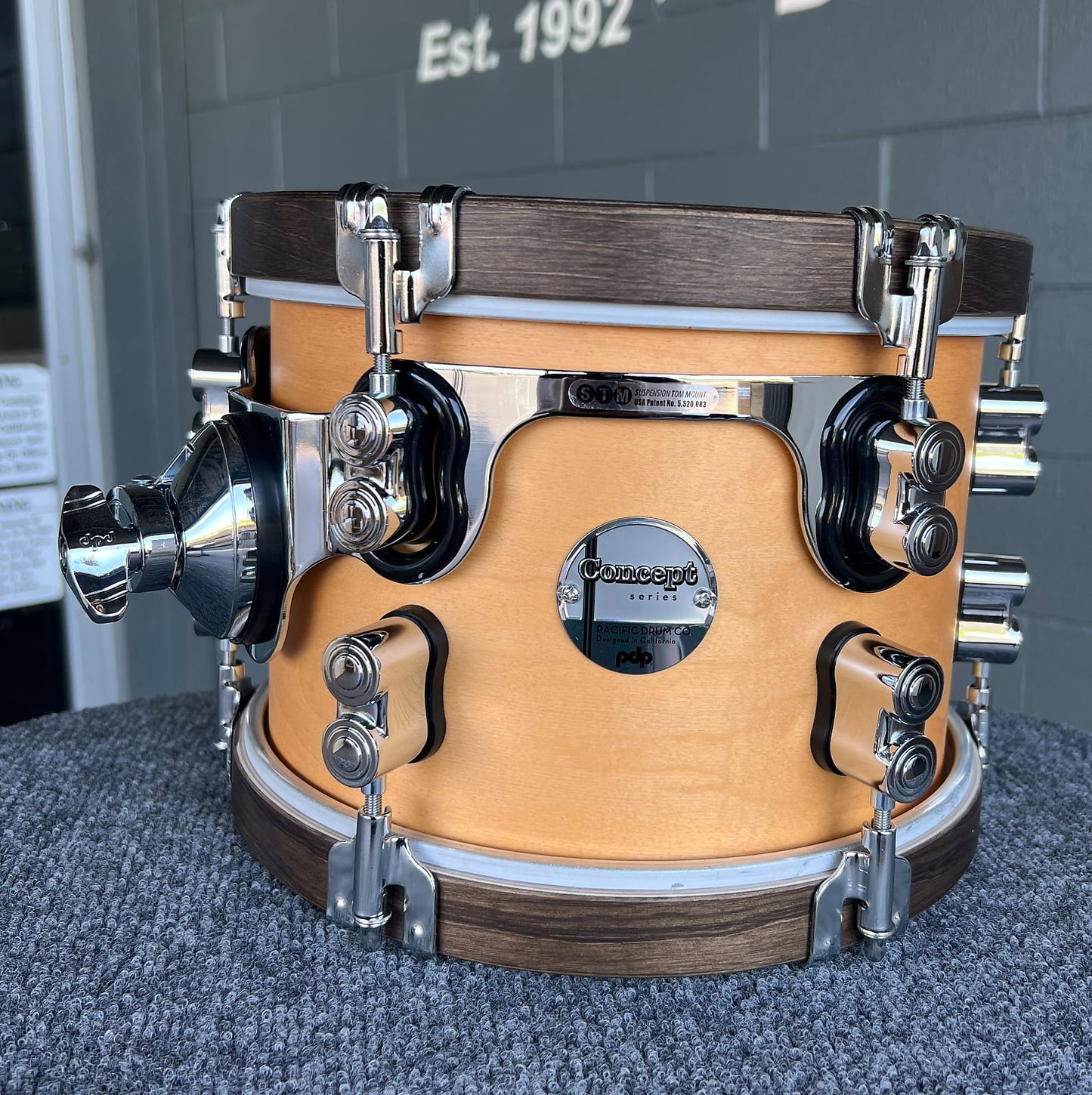 PDP Concept Maple 7x10" Rack Tom in Natural Satin w/ Walnut Hoops