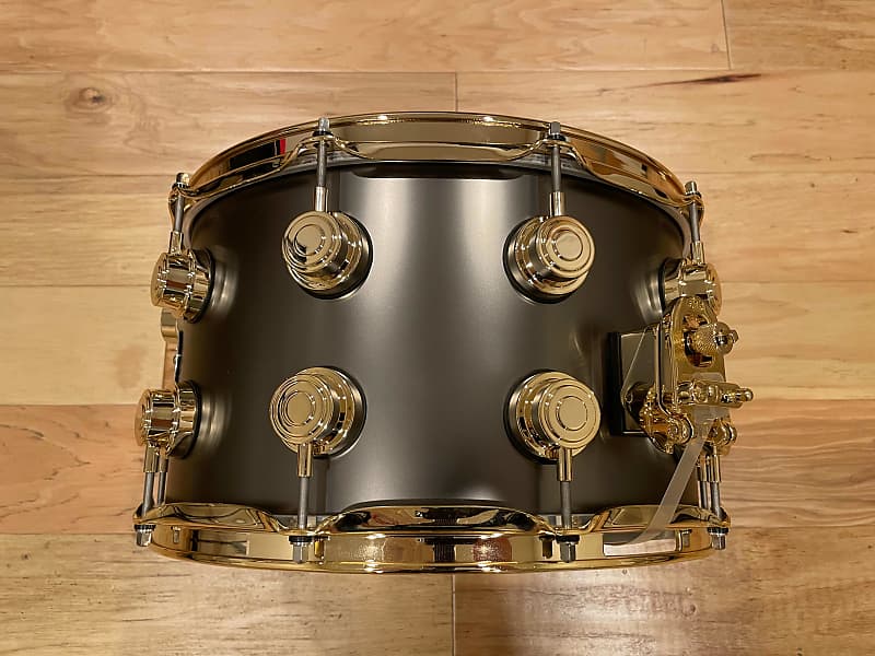 DW Collector's Series 8x14" Satin Black Nickel over 1mm Brass Snare Drum w/ 24K Gold Hardware *IN STOCK*