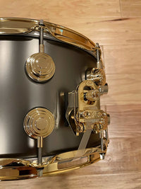 DW Collector's Series 8x14" Satin Black Nickel over 1mm Brass Snare Drum w/ 24K Gold Hardware *IN STOCK*