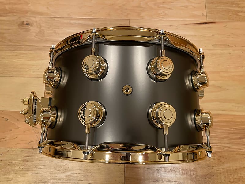 DW Collector's Series 8x14" Satin Black Nickel over 1mm Brass Snare Drum w/ 24K Gold Hardware *IN STOCK*