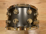 DW 8x14" Satin Black Nickel over 1mm Brass Snare Drum w/ Gold Hardware