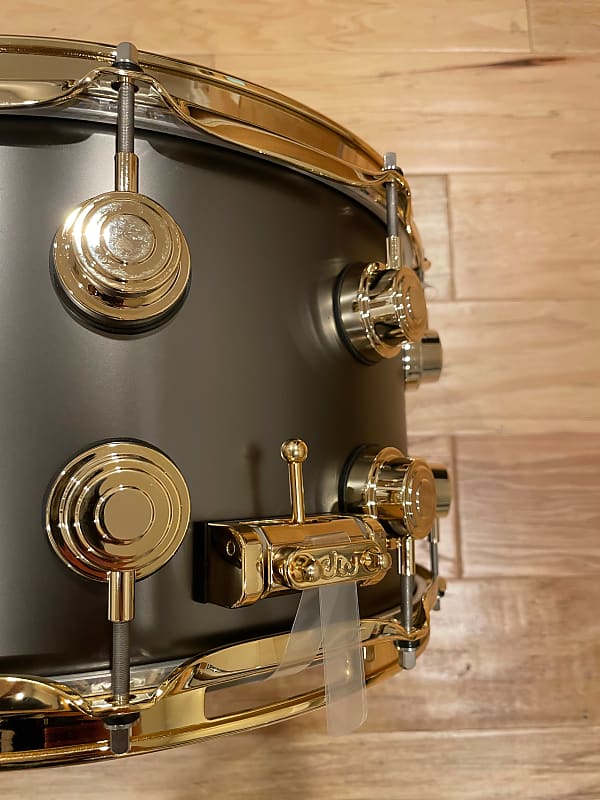 DW Collector's Series 8x14" Satin Black Nickel over 1mm Brass Snare Drum w/ 24K Gold Hardware *IN STOCK*