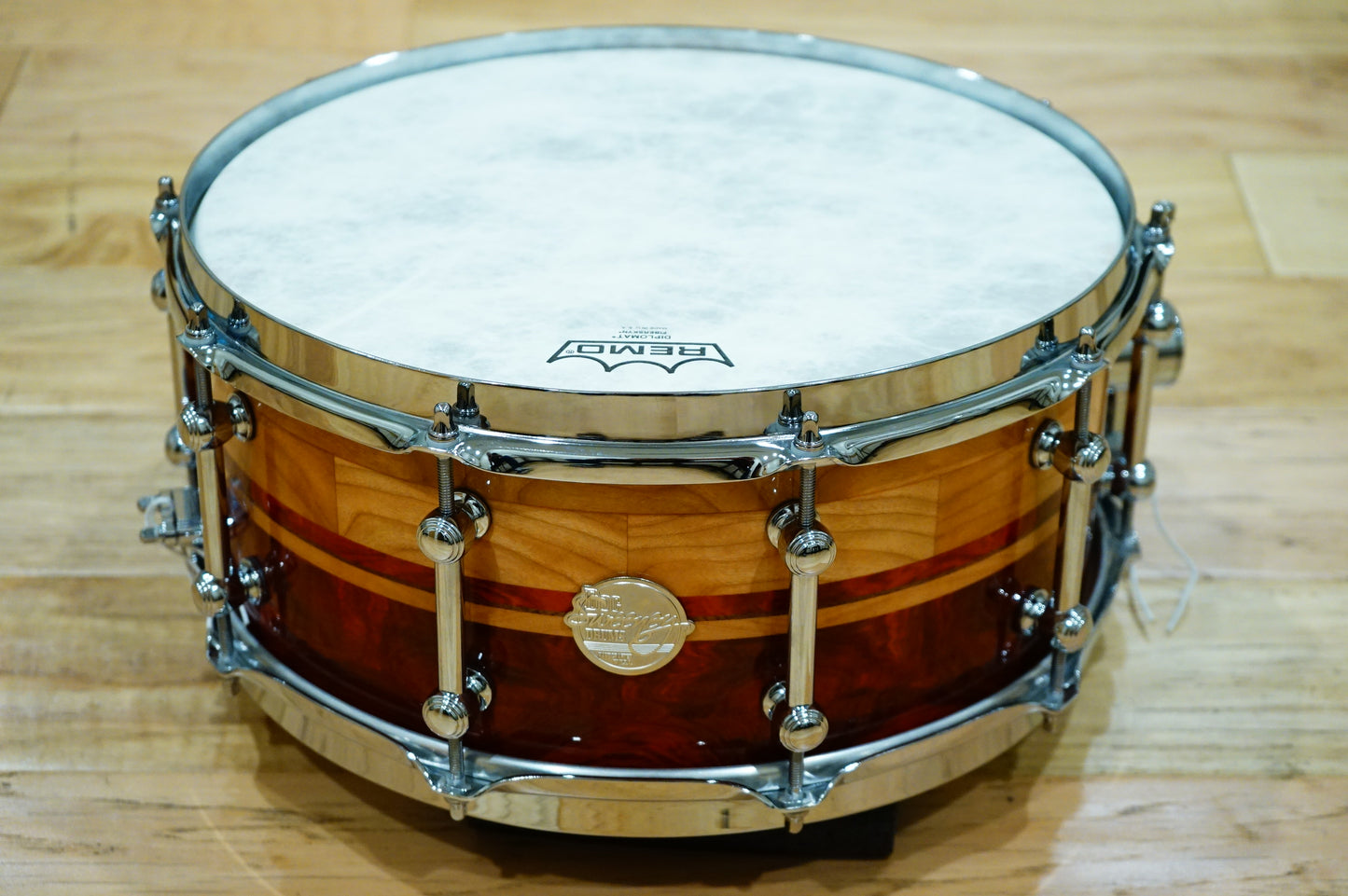 Doc Sweeney Drums 6.5x14" Cherry & Redheart w/ Walnut Steam Bent "Equinox" Snare Drum