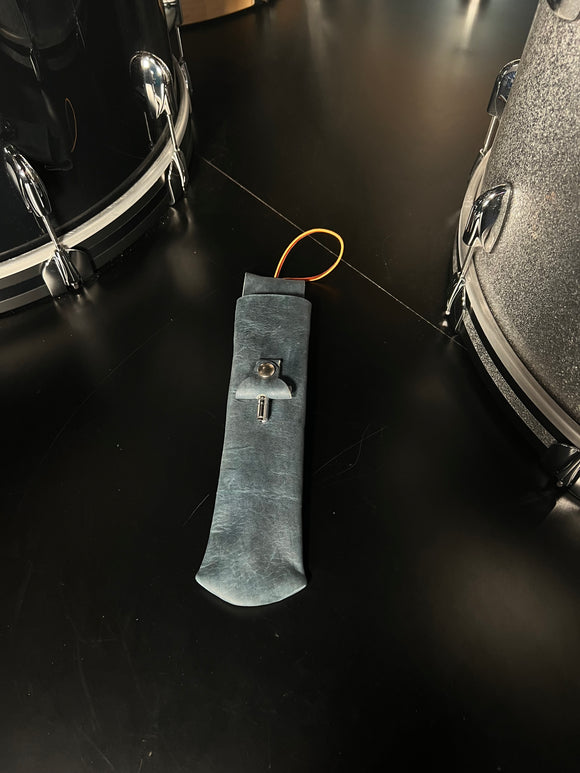 Bentley's Drum Shop Handmade Leather Small Stick Bag in Blue Grey