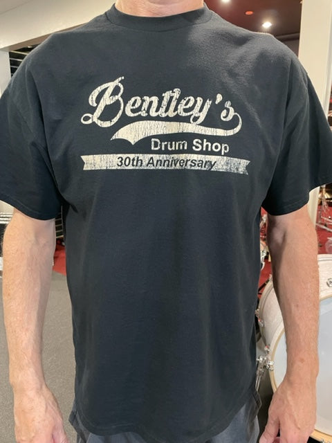 Bentley's Drum Shop 30th Anniversary Creme Distressed Logo T-Shirt - 3XL