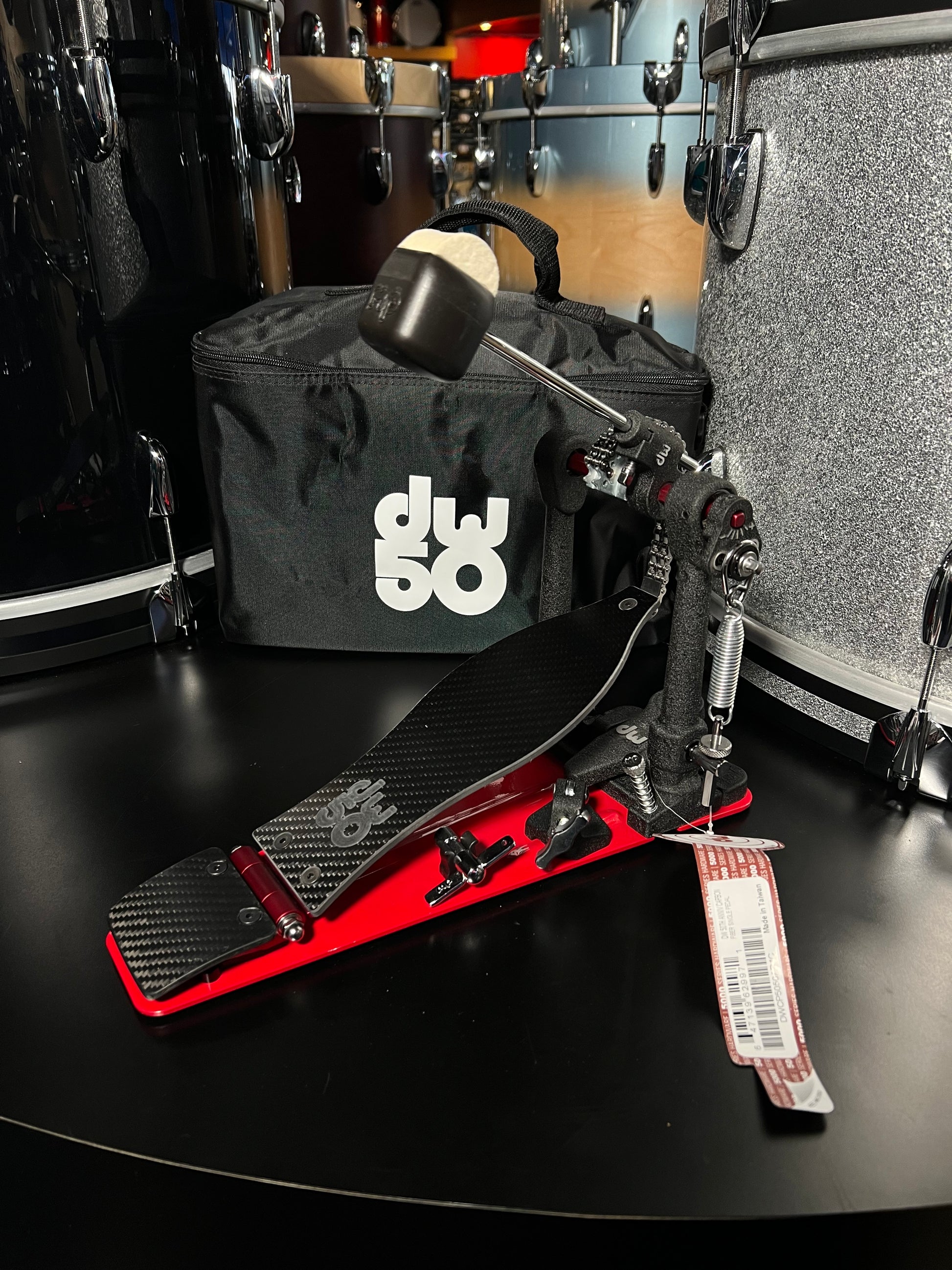 dw drum pedals LIMITED EDITION~ DW 50th Anniversary Carbon Fiber Single Pedal DWCP50 – Bentley's Drum Shop