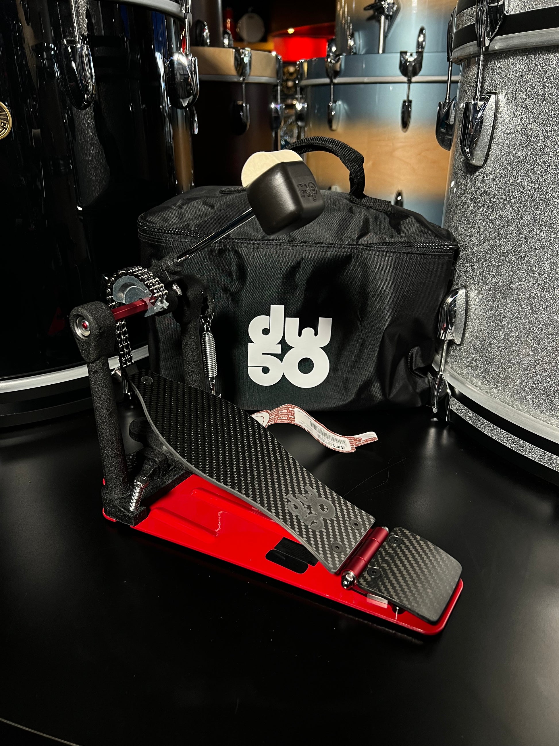LIMITED EDITION~ DW 50th Anniversary Carbon Fiber Single Pedal DWCP50 – Bentley's Drum Shop
