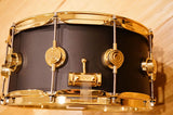 DW 6.5x14" Satin Black Nickel over 1mm Brass Snare Drum w/ Gold Hardware