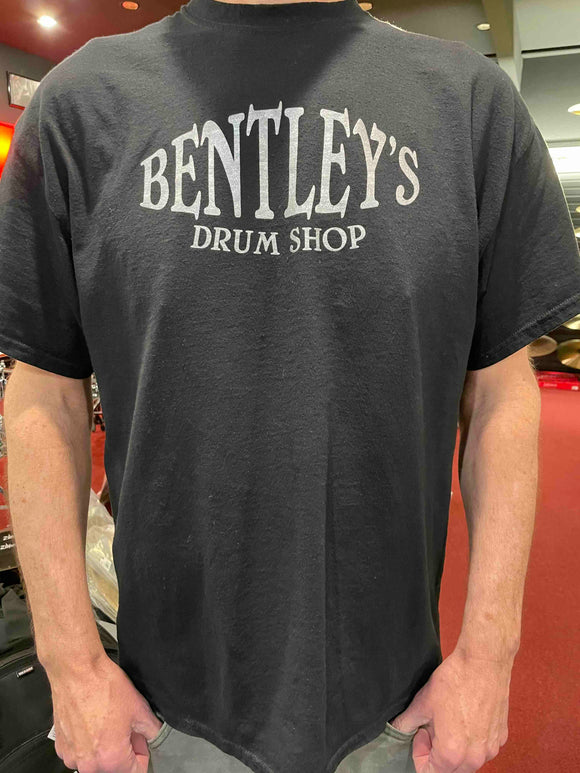 Bentley's Drum Shop Chrome Font Short Sleeve T-Shirt