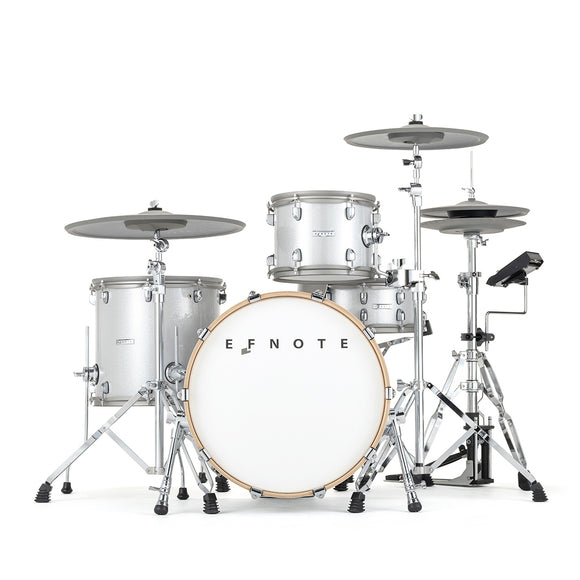 EFNOTE 7 Acoustic Design 7-Piece Electronic Drum Kit Set in Silver Sparkle