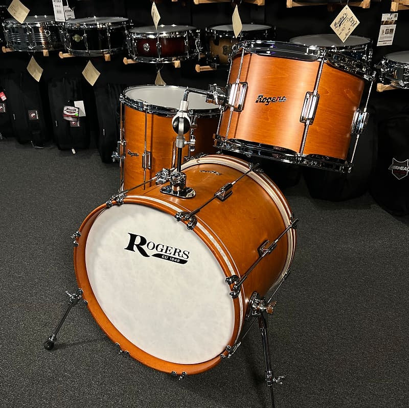 Rogers Tower Series 12/14/18" Drum Set Kit in Satin Fruitwood Stain