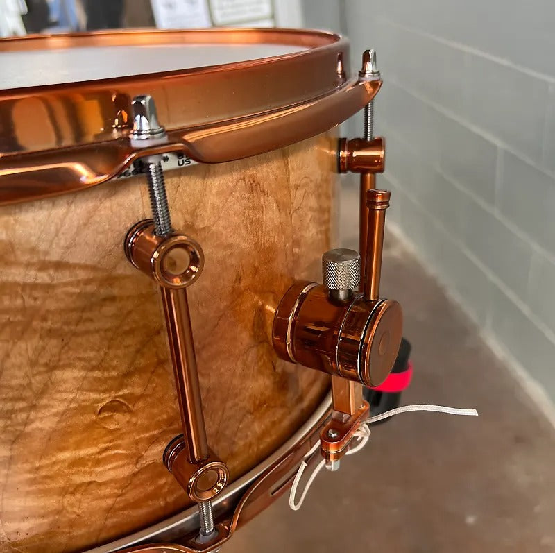 Doc Sweeney "Amber Waves" 7x14" Figured Maple Snare Drum in a Hand Rubbed Oil Finish w/ Copper Hardware