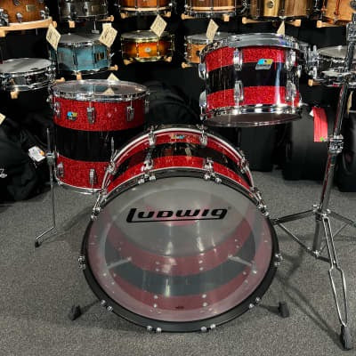 Ludwig 50th Anniversary Vistalite Pro Beat 24/16/13" Drum Set Kit in Red Sparkle/Smoke/Red Sparkle from NAMM 2023