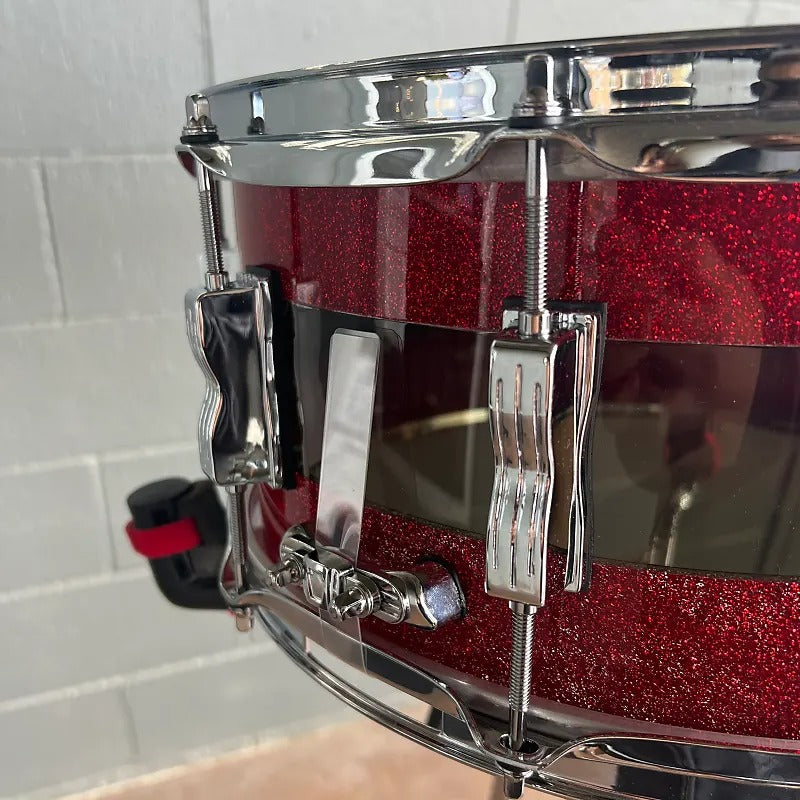 Ludwig 50th Anniversary Limited Edition 6.5x14" Vistalite Snare Drum in Red Sparkle/Smoke/Red Sparkle from NAMM 2O23