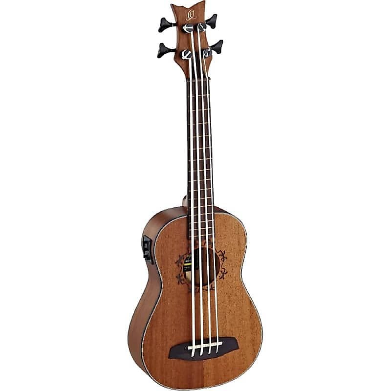 Ortega Guitars Lizzy-BFSL-GB Lizard Series A/E Fretless Ukebass in Satin Natural w/ Video Link