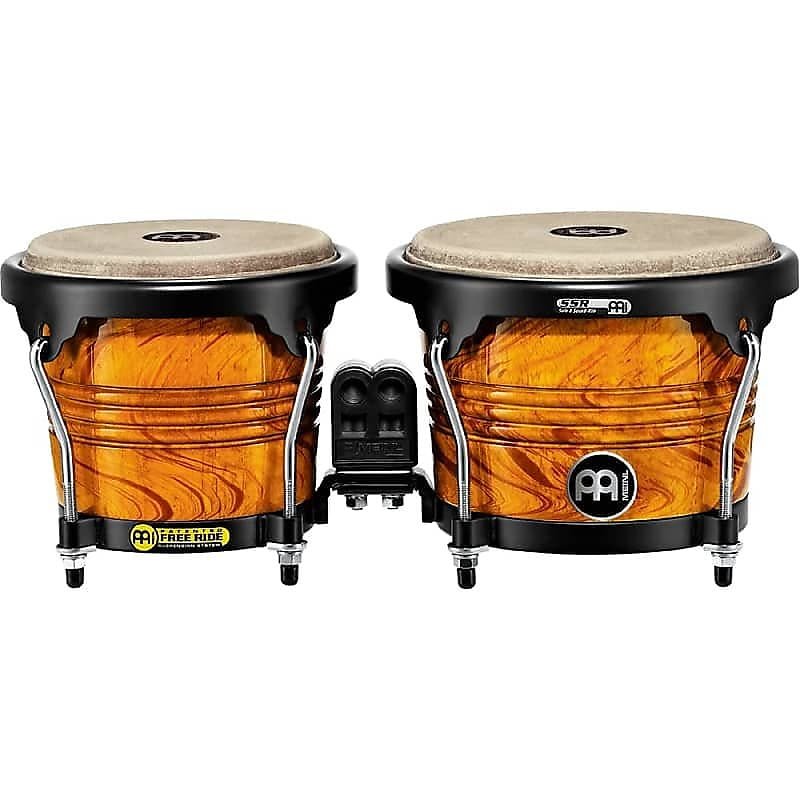 Bongos en bois Meinl FWB190AF 6 3/4" et 8" Marathon Designer Series en finition Amber Flame avec vidéo