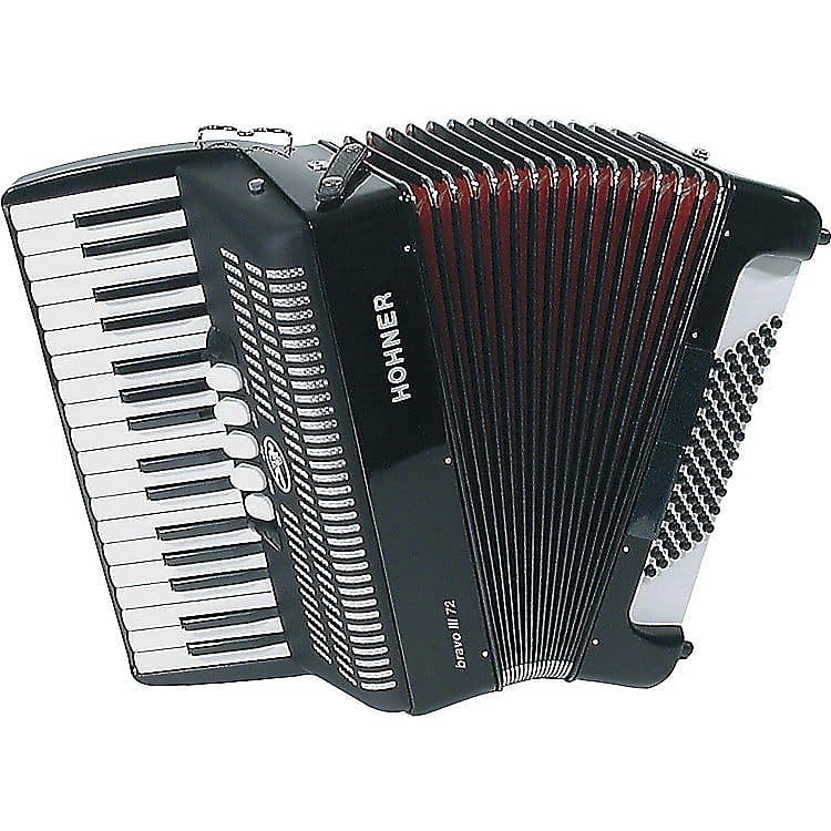 Hohner BR120B-N Bravo III 120 Accordion in Jet Black Finish w/ Black Bellows