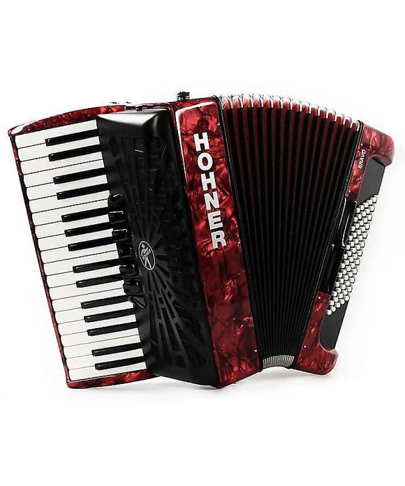 Hohner BR96R-N Bravo III 96 Accordion in Pearl Red w/ Black Bellows