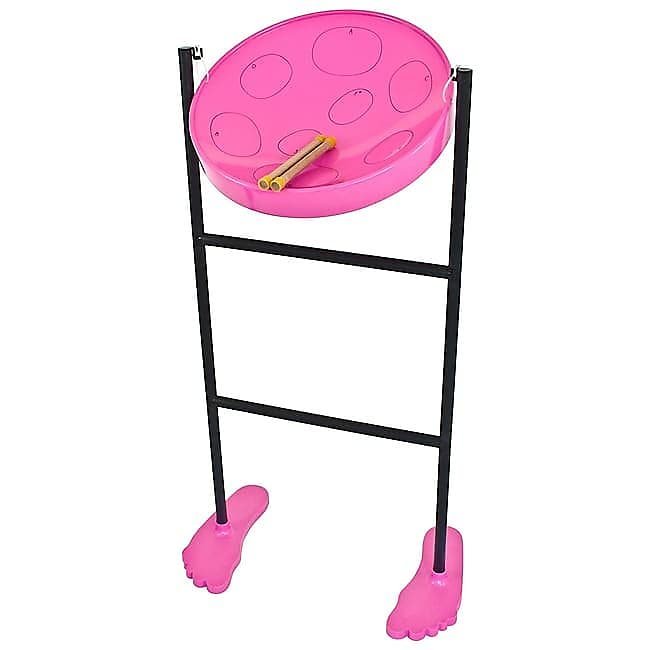 Kit prêt à jouer pour batterie en acier rose Jumbie Jam Panyard W1067 avec pieds amusants roses