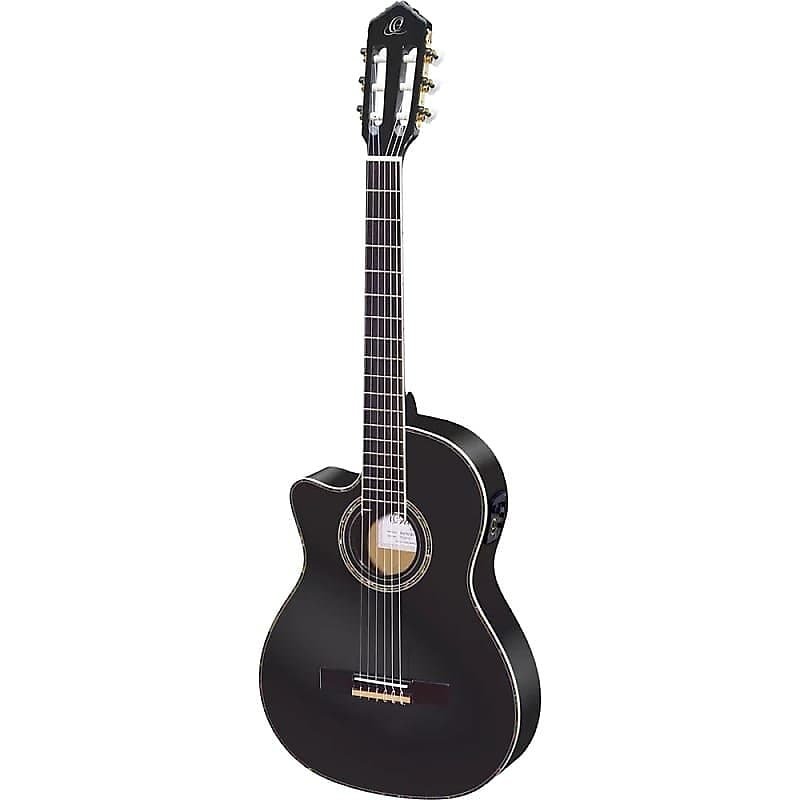 Guitare pour gaucher Ortega Guitars Family Series Pro A/E en noir satiné avec sac et vidéo (précommande)