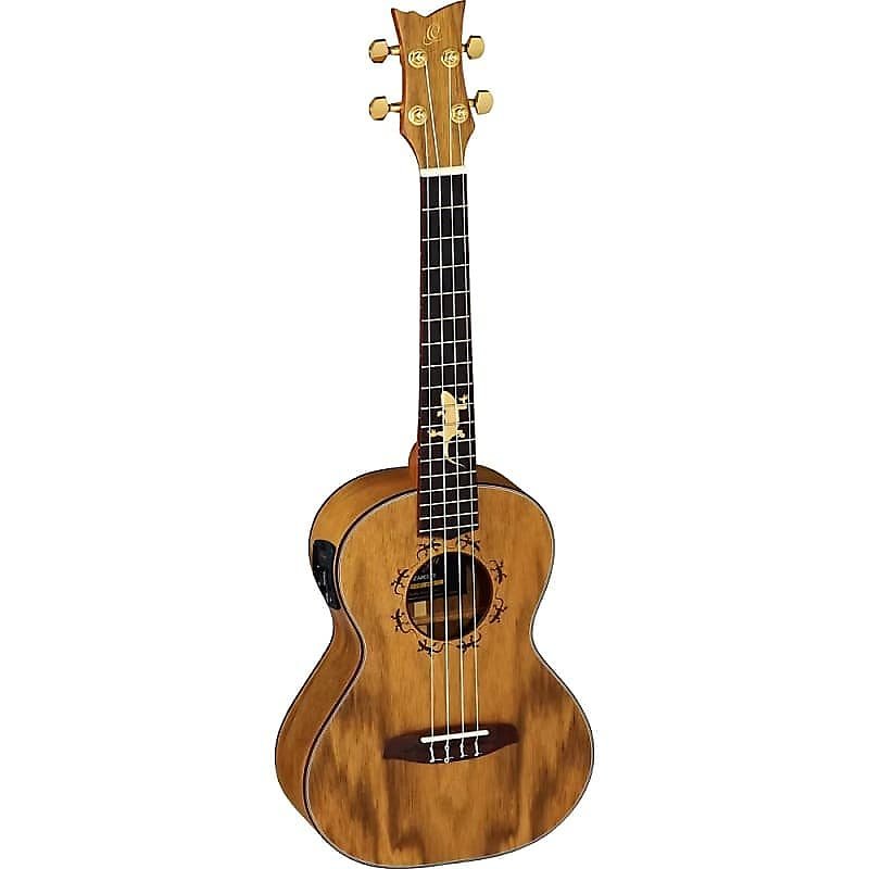 Ortega Guitars Lizard-TE-GB Lizard Series Tenor A/E Ukulele in Laser Engraved Lizards