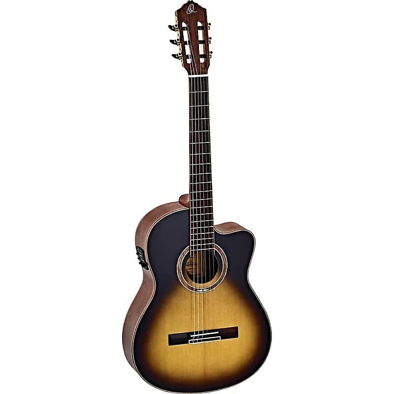 Ortega Guitars Performer Series A/E Slim Neck Nylon String Guitar in Tobacco Sunburst w/ Gig Bag