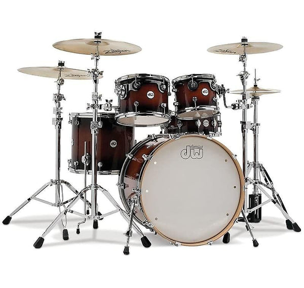 DW 10/12/16/22 Design Series Drum Kit Set in Tobacco Burst w/ Matching  5.5x14