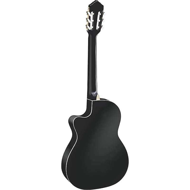 Guitare à cordes en nylon Ortega Guitars Family Series Pro A/E en noir satiné avec housse de transport et lien vidéo