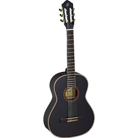 Ortega Guitars R221BK-3/4 Family Series 3/4-Size Nylon String Guitar in Satin Black w/ Bag