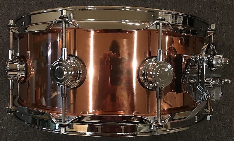 DW DRVP5514SPC Collector's Series 5.5x14" Polished 3mm Copper Snare Drum w/ Chrome Hardware