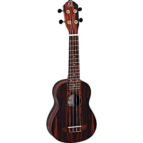 Ortega Guitars RUEB-SO Timber Series Ebony Top Soprano Ukulele