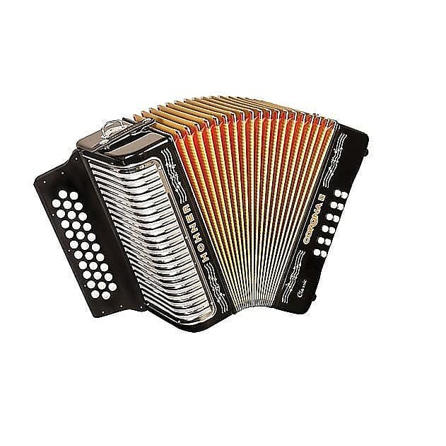 Hohner 3523FB Corona II Classic Accordion in Keys of F, Bb & Eb in Jet Black Finish w/ Gig Bag & Straps