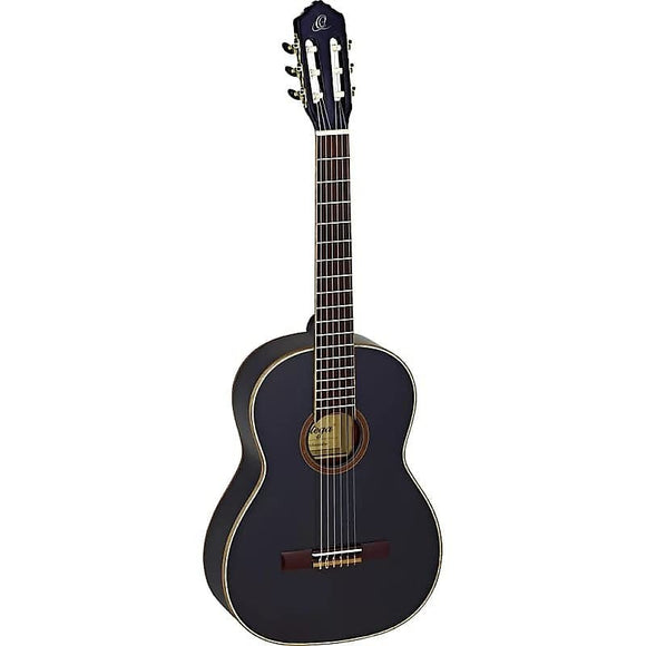 Ortega Guitars R221BK Family Series Spruce Top Nylon String Guitar in Satin Black w/ Gig Bag & Video