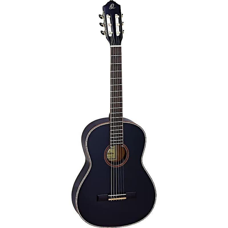 Ortega Guitars Family Series Cedar Top Slim Neck Nylon String Guitar in Satin Black w/ Gig Bag & Vid