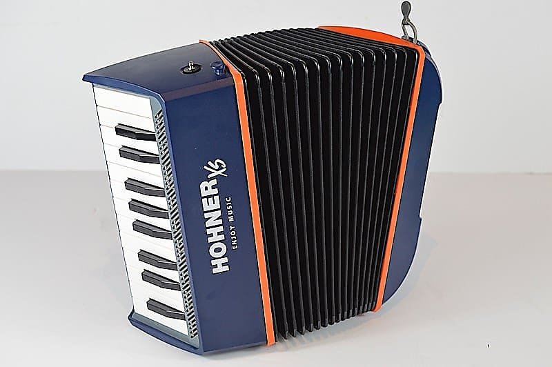 Hohner XS DBL Child Accordion w/ Gigbag in Dark Blue and Orange